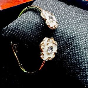 Kate Spade - Flower Cuff Bracelet Hinged, Gold, Enamel & Rhinestone